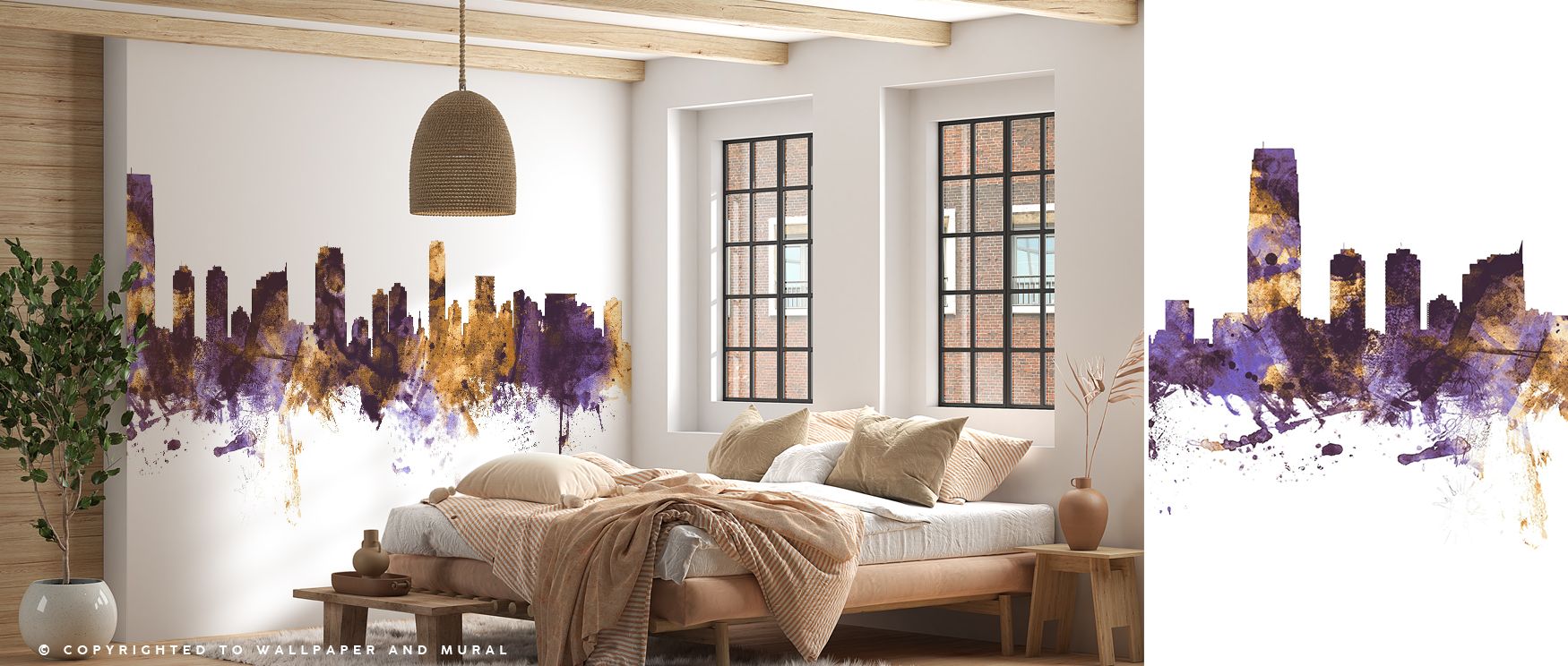 The Jersey City New York Skyline Purple & Gold Wallpaper thrives on contrasts, balancing strength with refinement. Every line captures pride and culture, while glowing colors energize. Its vibrancy feels timeless. A mention of office spaces shows adaptabi