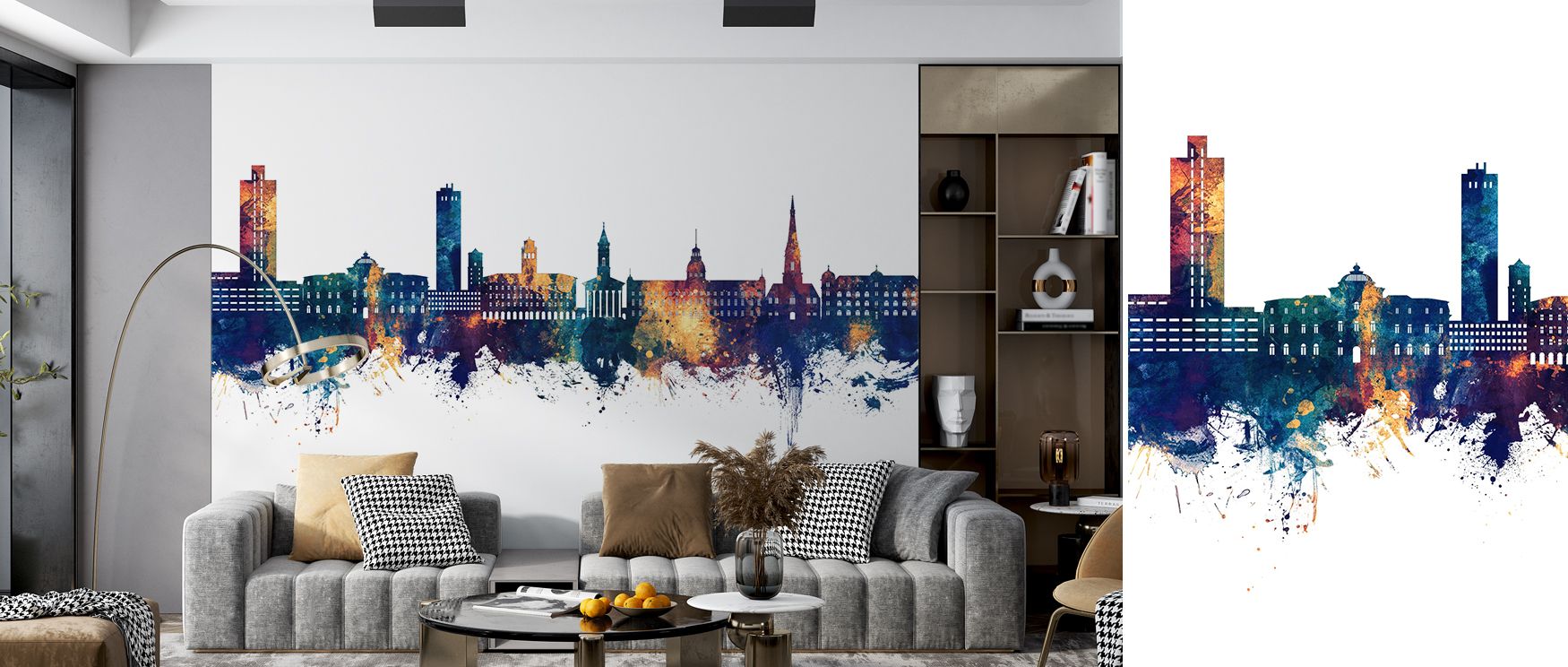 With luminous brilliance, the Karlsruhe Germany Skyline Blue & Bronze Wallpaper frames buildings in striking contrasts. Every silhouette shines with character, blending vibrancy and strength. The design feels powerful and elegant. Mention of bedrooms unde