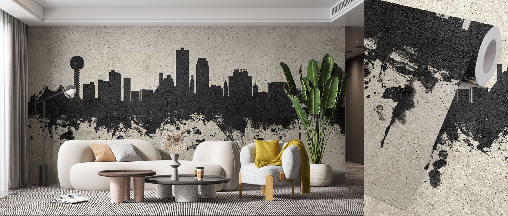 Artistic poise defines the Knoxville Tennessee Skyline Concrete Wallpaper, with outlines softened by muted palettes. The effect is modern, subtle, and refined. With one note about offices, the wallpaper adapts seamlessly, showing professional environments