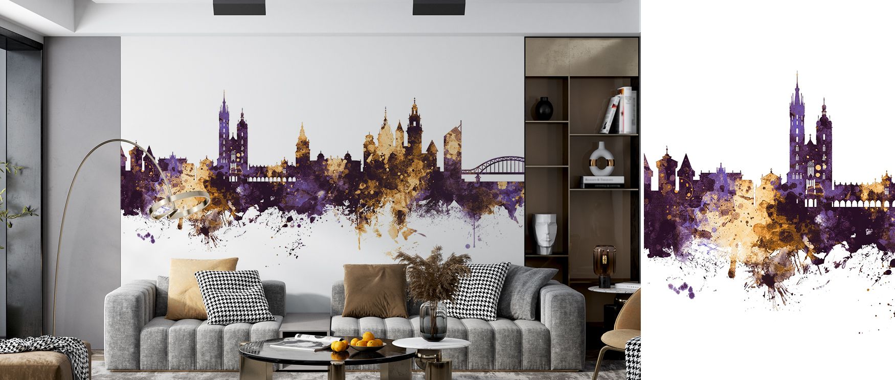 Golden tones animate the Krakow Skyline Purple & Gold Wallpaper, where iconic structures shine against dramatic horizons. The palette enriches surfaces with cultural rhythm. Its artistry feels timeless. With mention of living rooms, it affirms adaptabilit