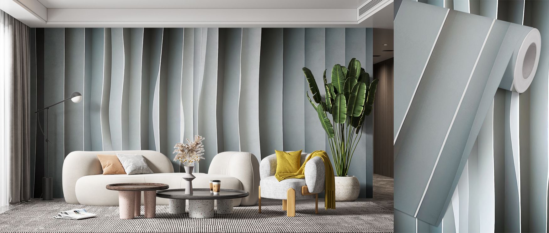 Evoking sophistication, the Layered Wallpaper thrives on contrasts and overlapping tones. Its imagery conveys bold vibrancy without heaviness. Each layer adds richness. With a line referencing offices, adaptability is reinforced, affirming professional sp