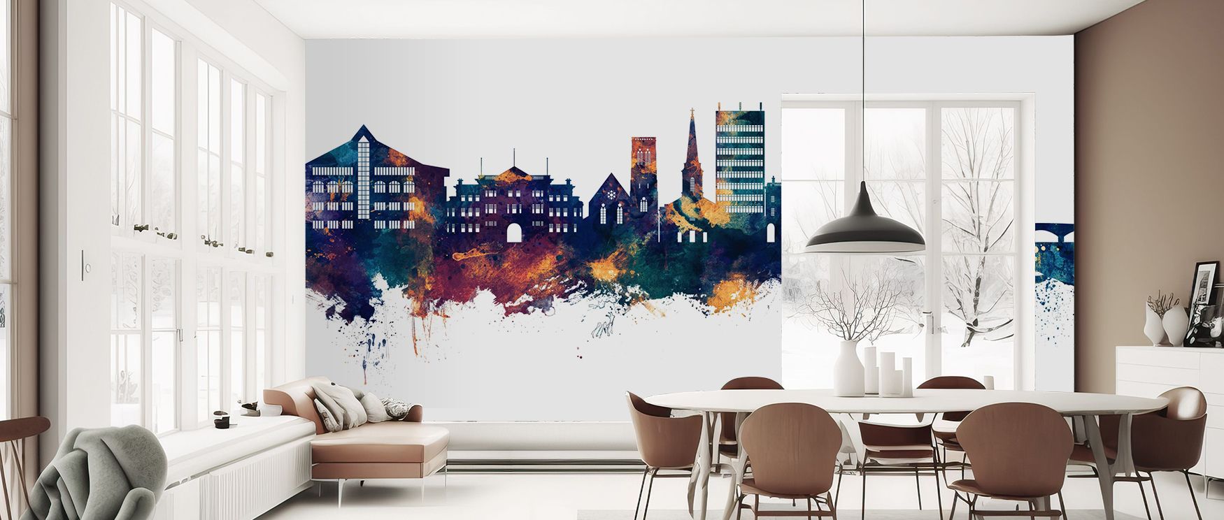 Echoing tradition, Lincoln England Skyline Purple & Gold Wallpaper layers iconic forms across glowing surfaces. Golden accents enhance the skyline with rhythm, while purple tones ground it with depth. The palette feels expressive and timeless. This wallpa