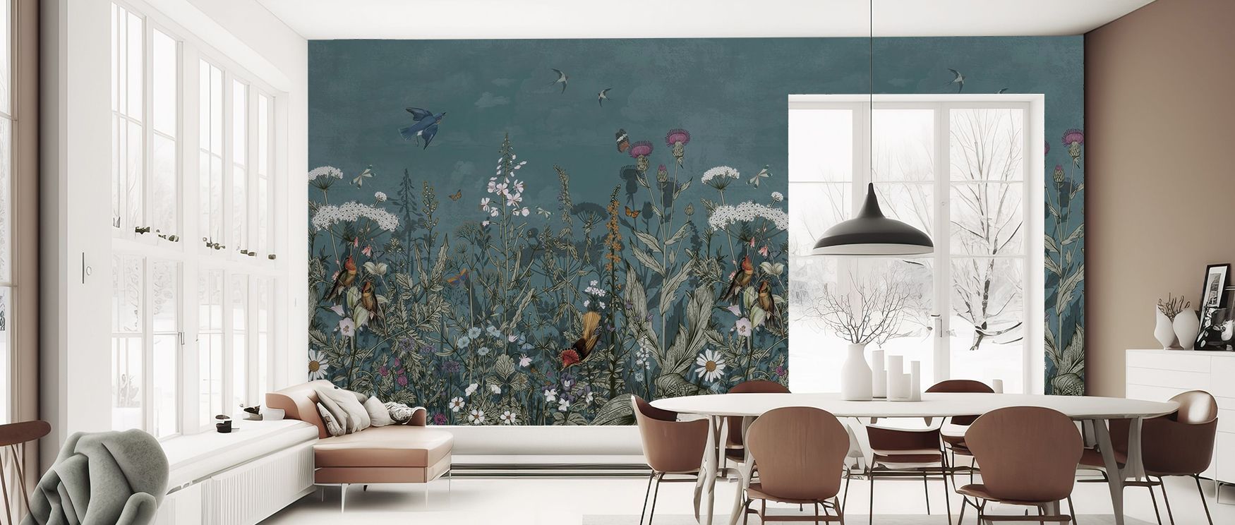 Echoing stillness, Meadow Finds Dusty Blue Wallpaper conveys serenity with refined artistry. Its tones balance warmth and coolness, offering walls poetic charm. The arrangement feels immersive yet subtle. A graceful option to redefine office interiors wit