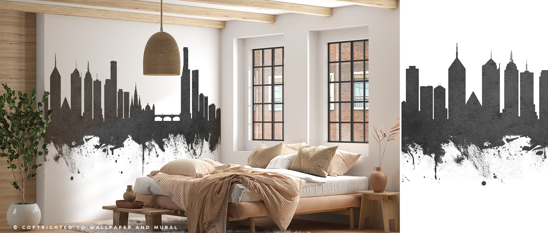 Monochrome outlines shine in Melbourne Australia Skyline Black & White Wallpaper with architectural pride. Living rooms glow with rhythm, bedrooms with cozy warmth, and offices with creative refinement, enhancing décor effortlessly.