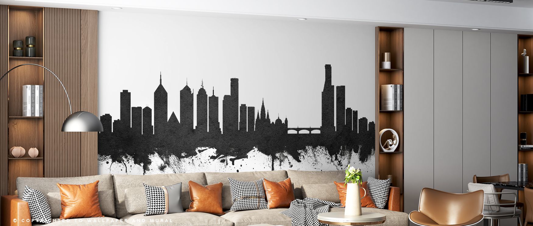Melbourne Australia Skyline Black & White Wallpaper carries simplicity with elegance. Offices thrive on stylish charm, bedrooms on calming tones, and living rooms on dynamic rhythm, merging minimalism with design depth.