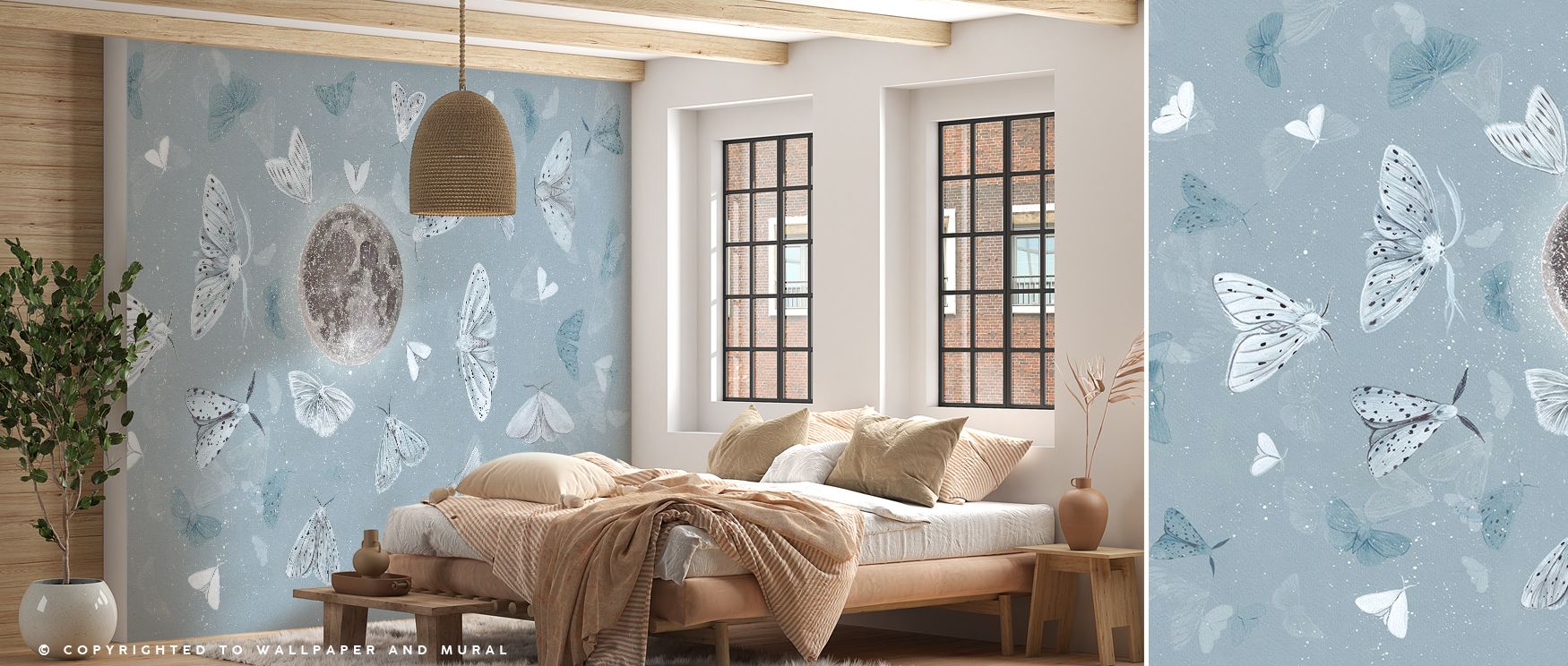 Mystical imagery defines Midnight Flocking Wallpaper, where depth enriches walls. Offices gain polished creativity, bedrooms soothing glow, and living rooms conversation spirit, balancing beauty with tranquility.