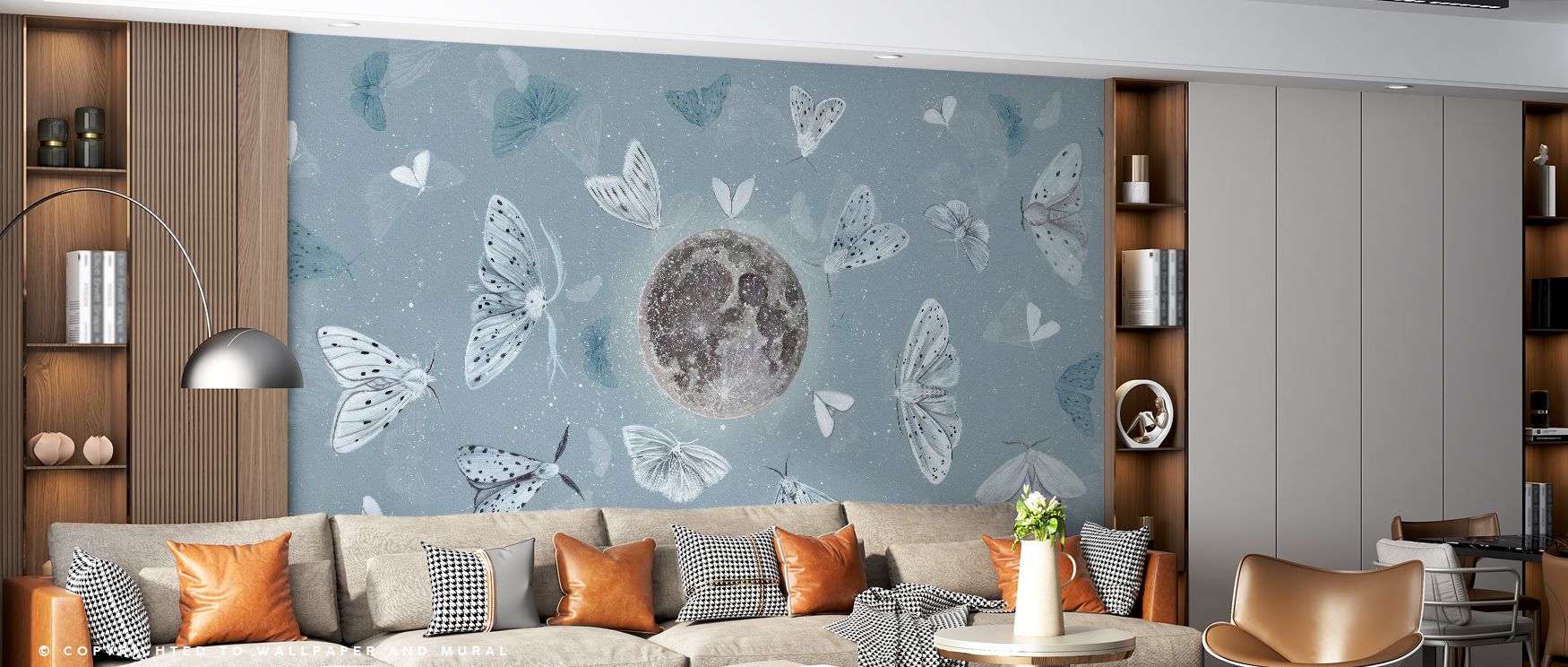 Deep hues in Midnight Flocking Wallpaper reflect artistry and calm. Bedrooms gain restful atmosphere, offices stylish edge, and living rooms vibrant rhythm, merging elegance and serenity in design.