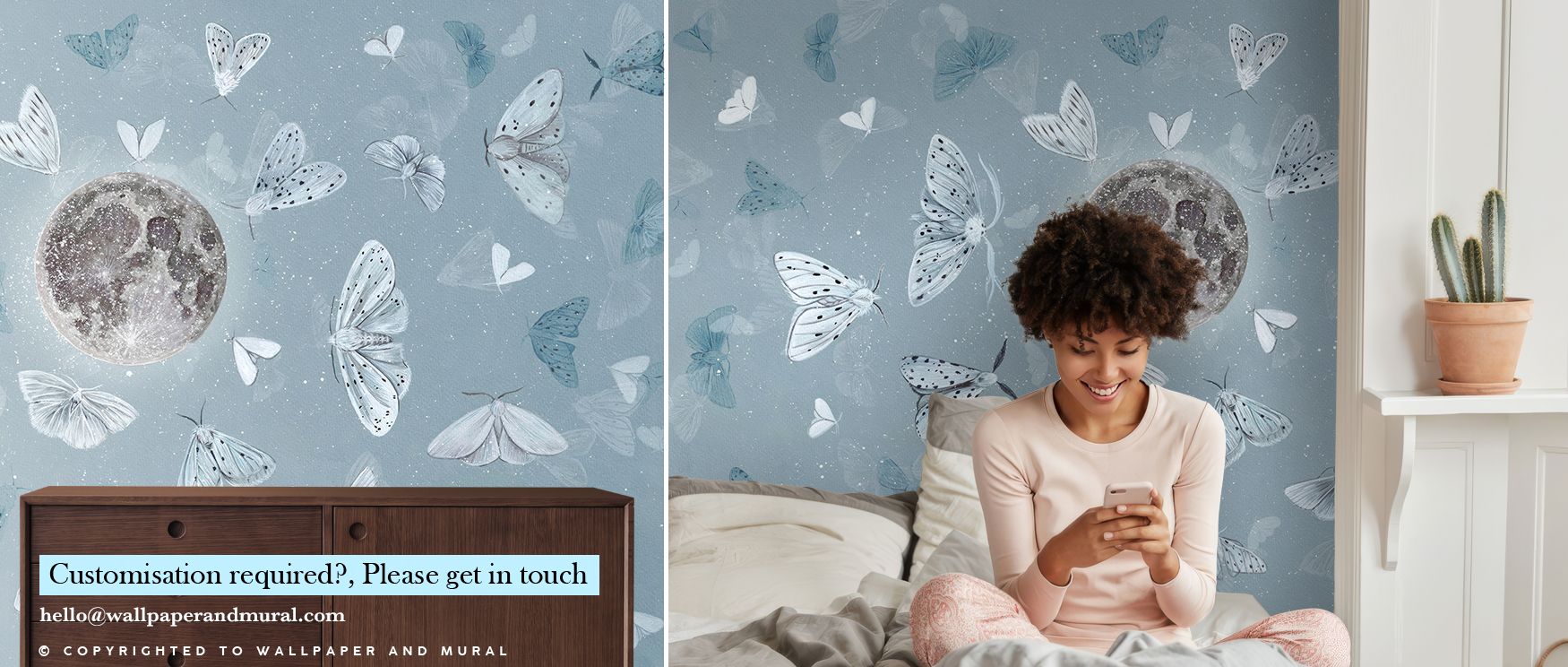 Midnight Flocking Wallpaper embodies natural charm with mystical tones. Offices thrive on professionalism, bedrooms embrace cozy calm, and living rooms dynamic character, producing interiors filled with decorative grace.