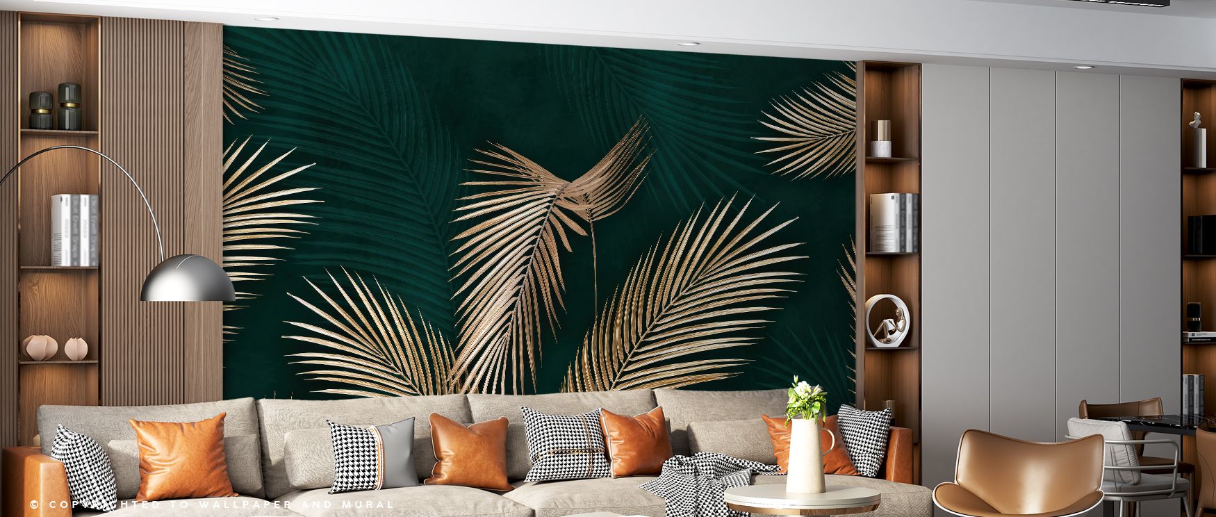 Bold foliage dominates the Monumental Leaf Wallpaper, turning walls into dramatic botanical backdrops that feel textured, stylish, and filled with contemporary elegance, adding natural vibrancy to bedrooms or offices. 