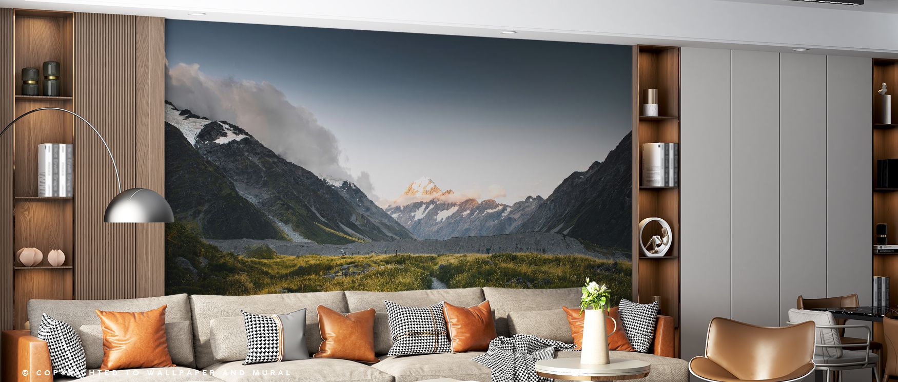 Natural charm defines Mount Cook Wallpaper as detailed peaks and tonal gradients merge to create atmospheric surfaces filled with scenic elegance and calm character. 
