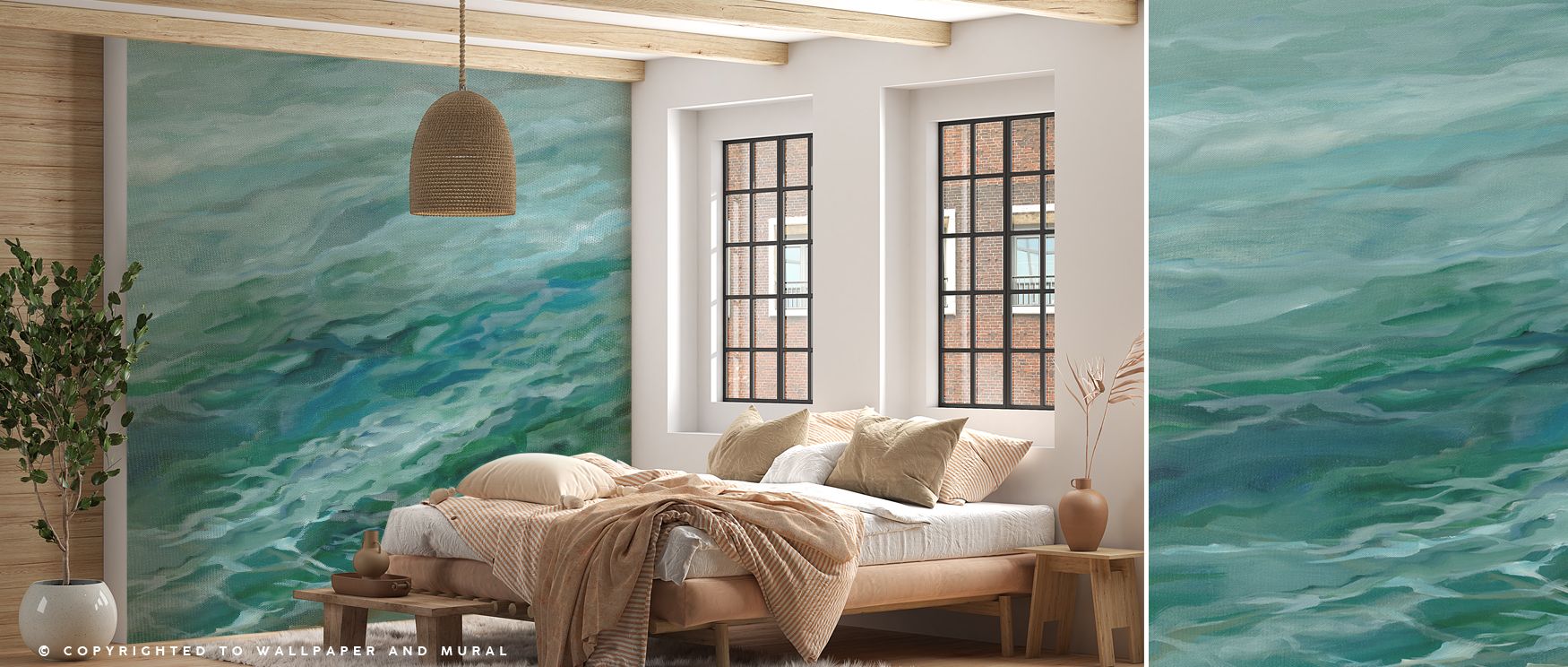 Natural energy flows across Moving Sea Wallpaper as cresting waves appear in tonal rhythm, turning walls into artistic canvases of motion, vitality, and creative elegance. 