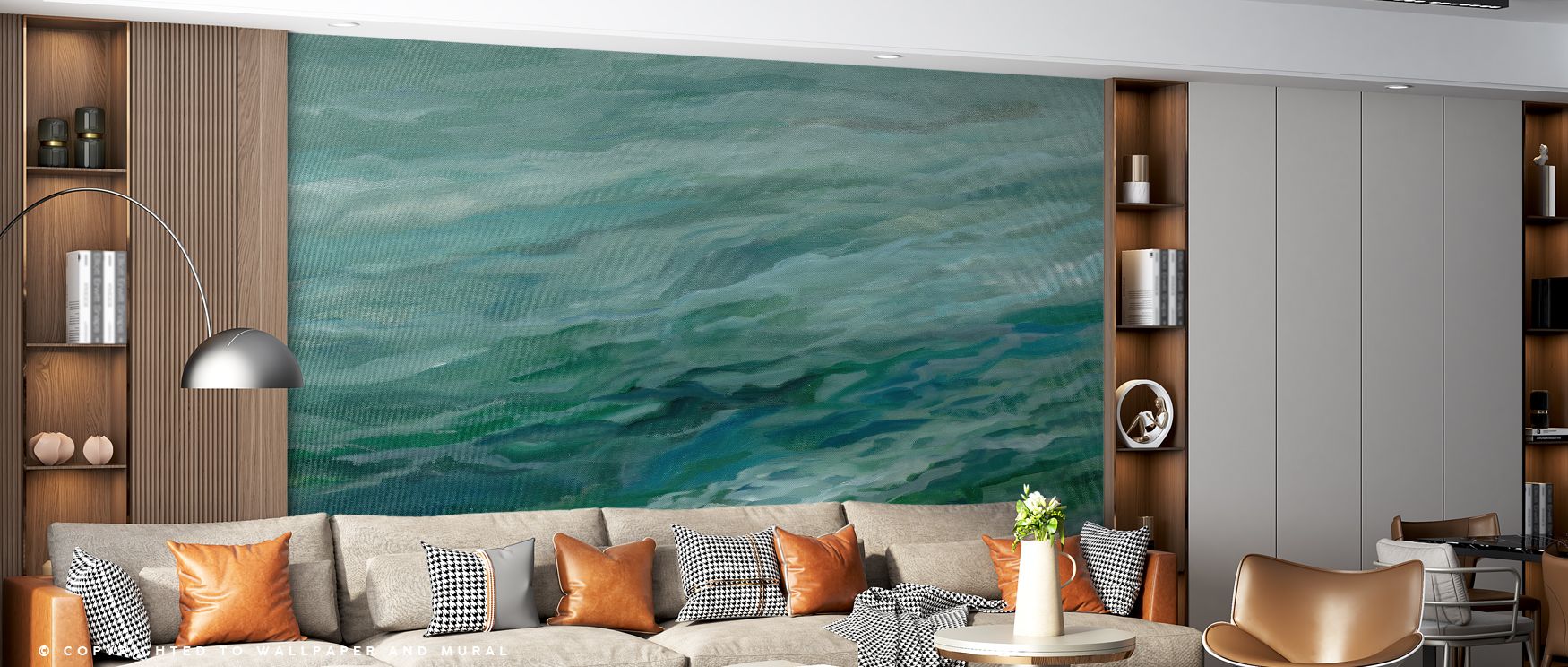 Moving Sea Wallpaper illustrates fluid rhythm with soft tones and cresting forms, enriching interiors with coastal sophistication and refreshing decorative beauty. 