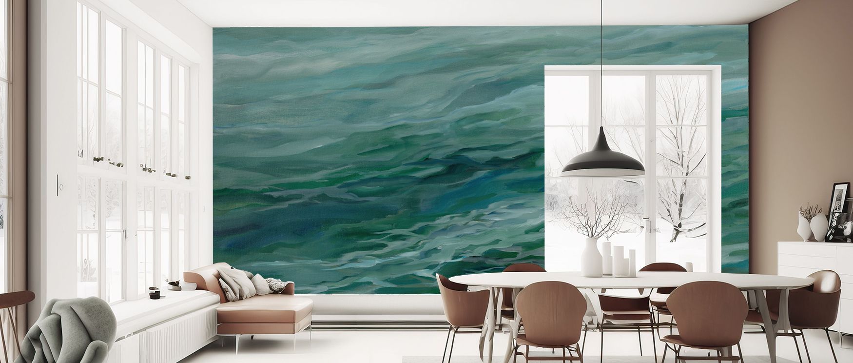Moving Sea Wallpaper conveys natural artistry through cresting patterns, producing decorative quality that enriches interiors with calm rhythm and modern elegance. 