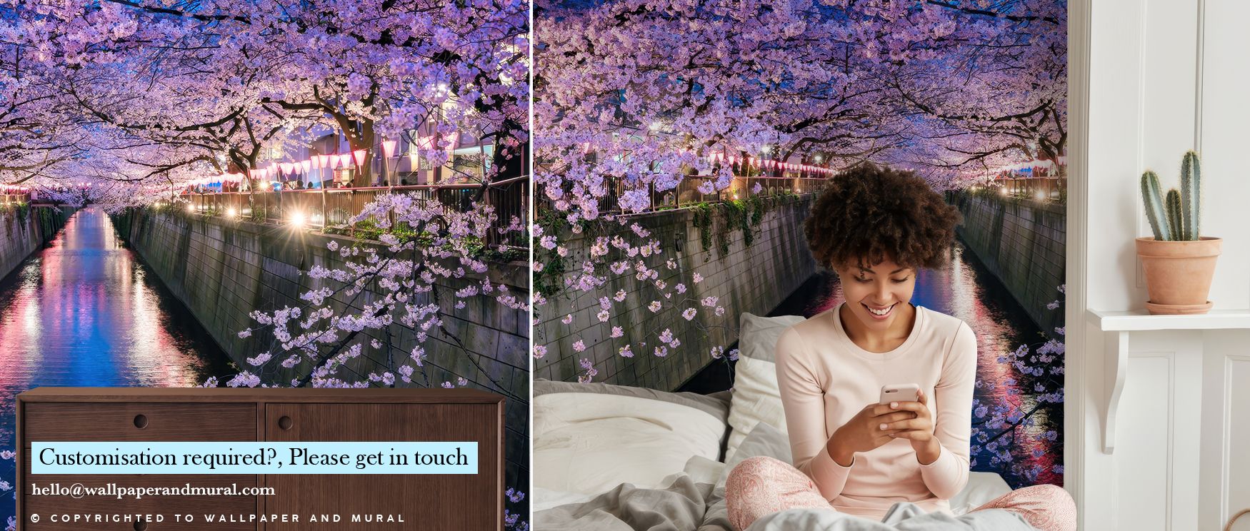 Nakameguro Cherry Blossom Wallpaper blossoms with serenity, producing decorative imagery that enriches walls with calmness, elegance, and Japanese-inspired artistry. 