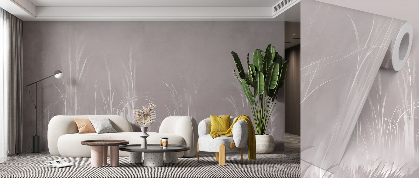 Natures Mood Smoke Wallpaper conveys refined natural elegance through tonal imagery that produces surfaces filled with calm rhythm, creative artistry, and decorative refinement. 
