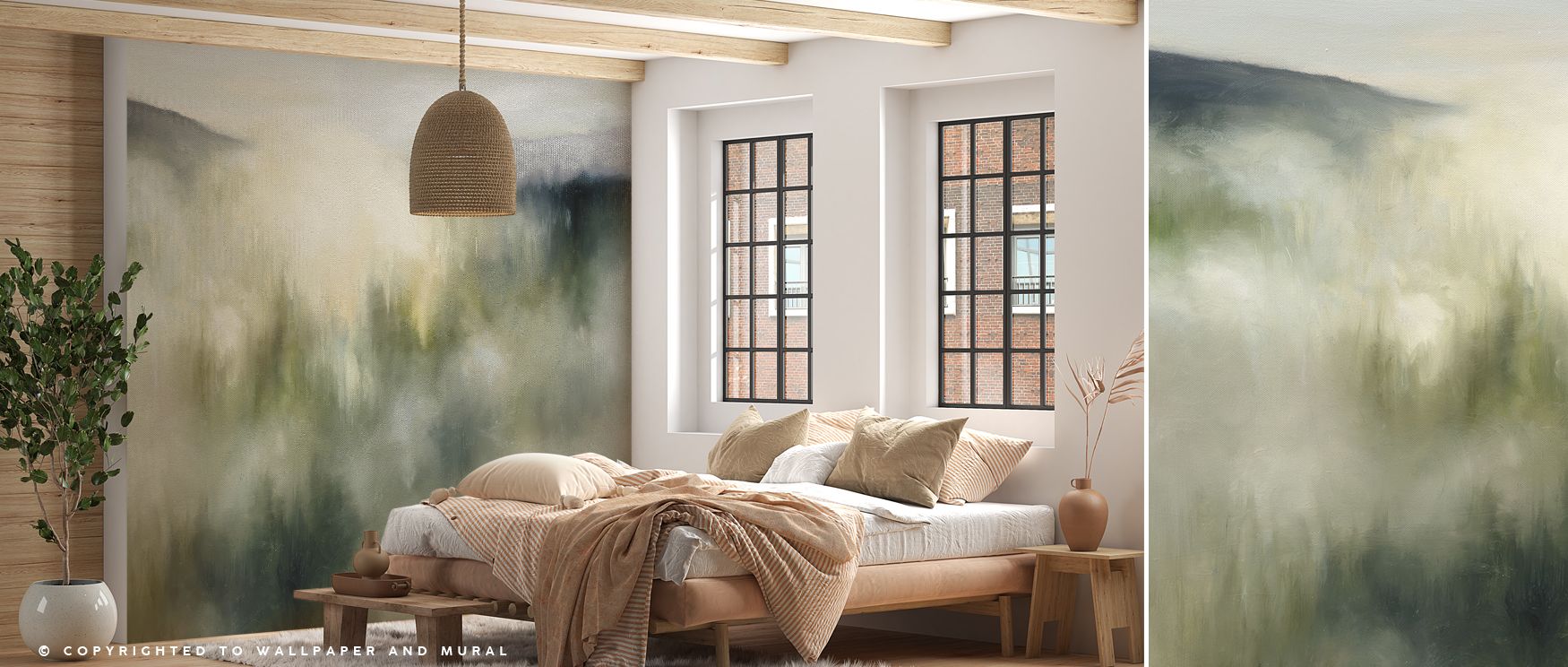 Gentle imagery emerges in Neutral Valley Clouds Wallpaper, presenting tonal beauty that transforms ordinary walls into calming decorative backdrops enriched with refinement. 