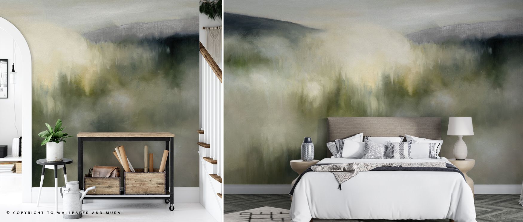 Neutral Valley Clouds Wallpaper highlights tonal serenity in layered forms, offering interiors decorative calmness, balance, and quiet elegance. 