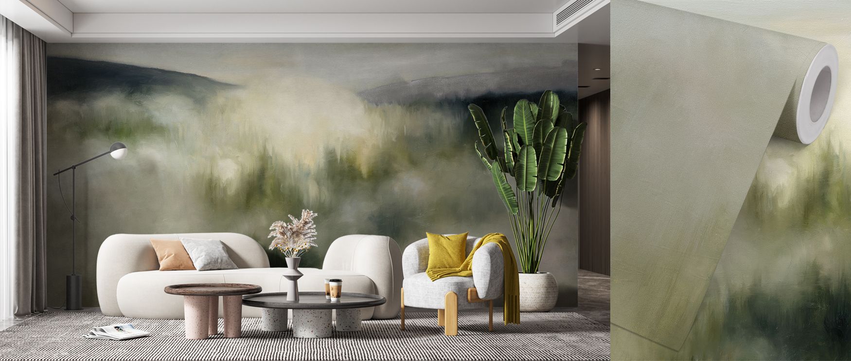 A tranquil impression defines Neutral Valley Clouds Wallpaper, producing surfaces enriched with subtle rhythm, atmospheric charm, and understated natural refinement. 