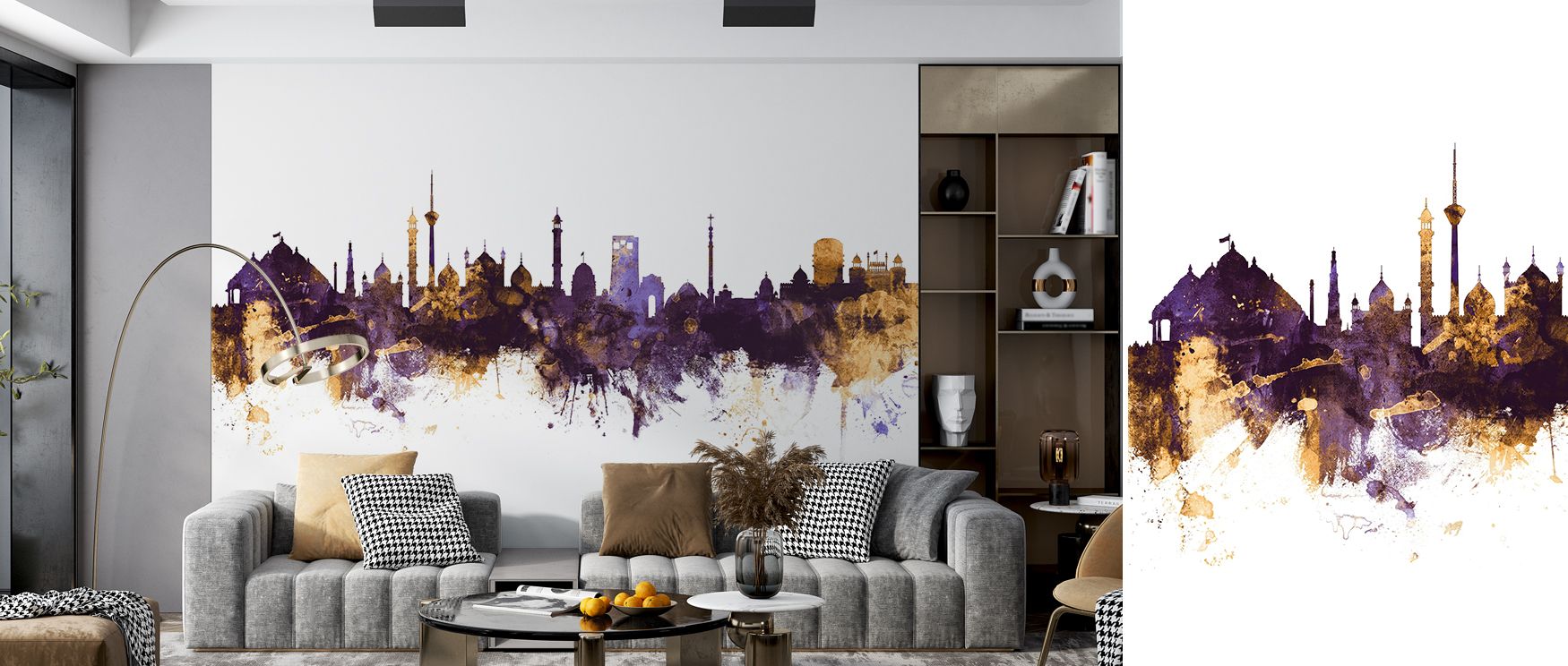 Urban character defines Nairobi Kenya Skyline Blue & Bronze Wallpaper as glowing silhouettes enrich walls with cultural vibrancy, tonal harmony, and refined artistry. 