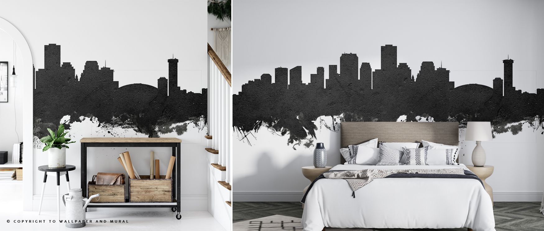 Decorative harmony shines in New Orleans Skyline Black & White Wallpaper, presenting tonal imagery that adds strength, balance, and cultural refinement into interiors. 