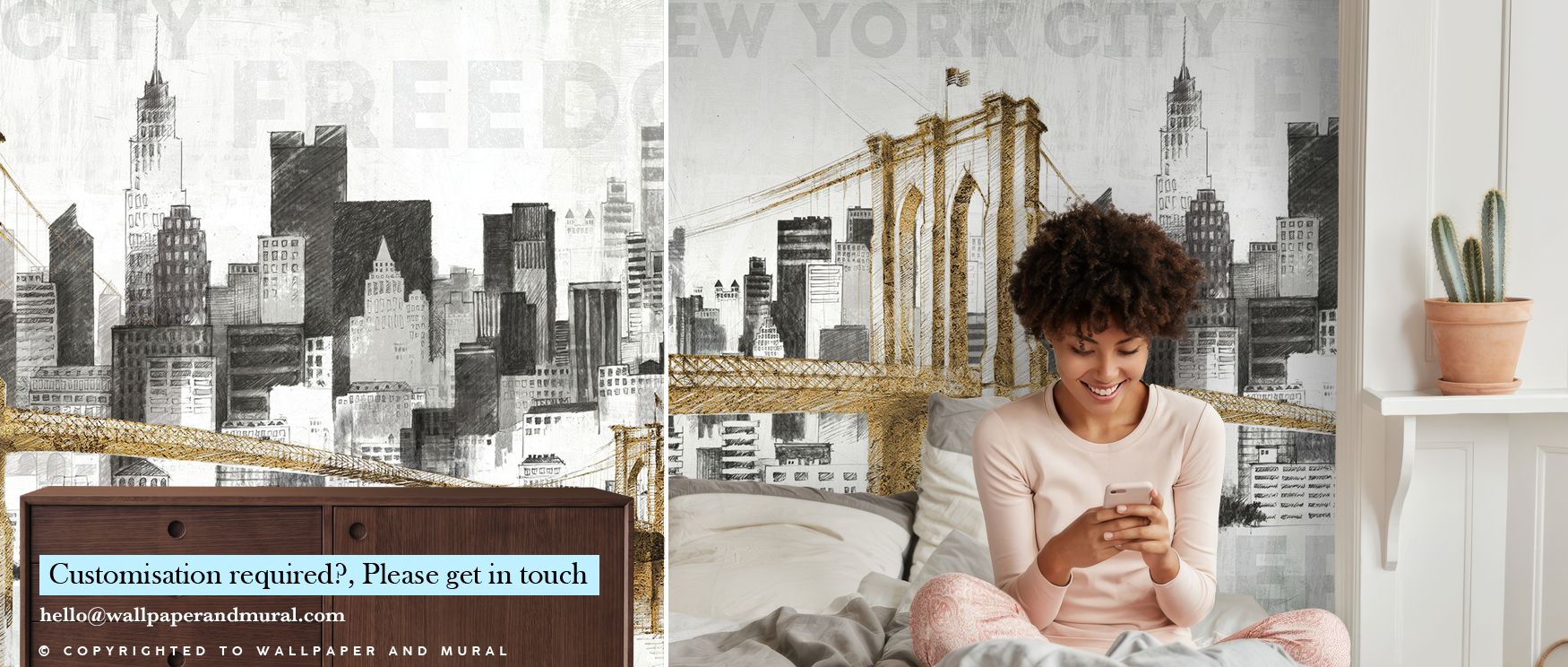 Radiant imagery shines in New York Skyline Wallpaper, presenting architectural forms in tonal rhythm that enrich interiors with urban vitality and decorative artistry. 