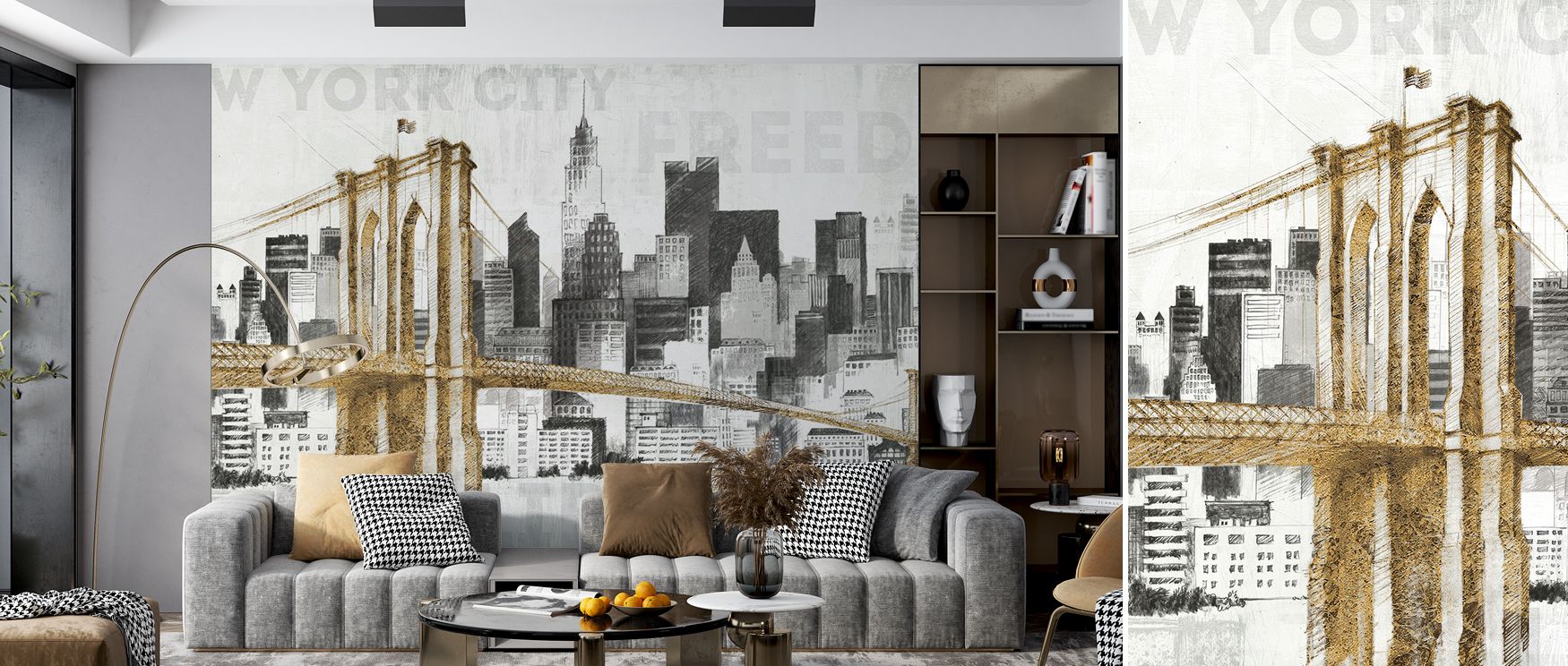 Cultural resonance defines New York Skyline Wallpaper as architectural forms enrich walls with decorative rhythm, balance, and refined metropolitan imagery. 
