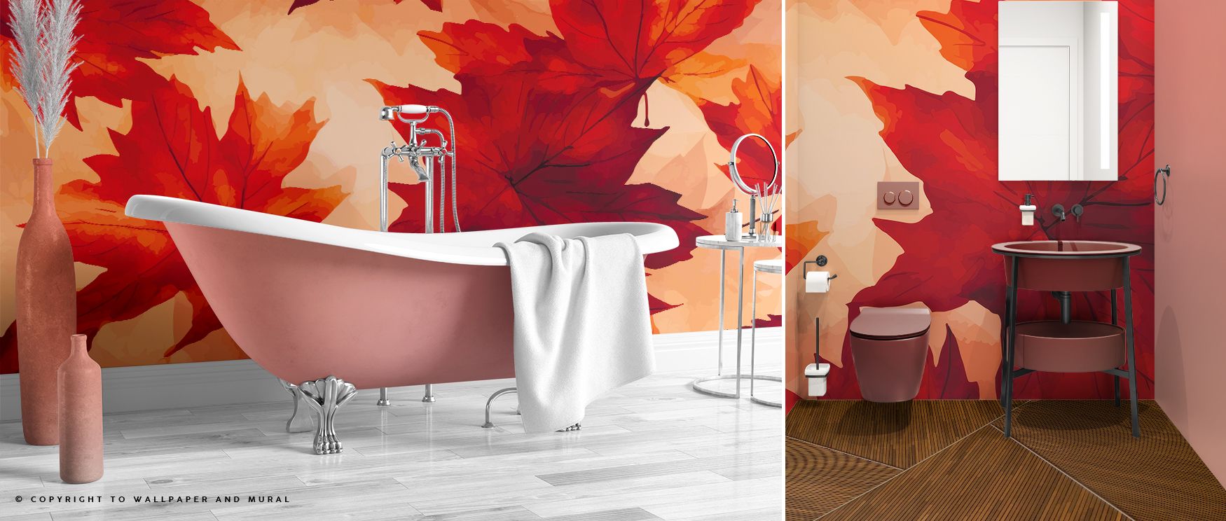Oaks by Fall Wallpaper conveys seasonal rhythm where oak forms glow in autumn tones, offering interiors decorative harmony, warmth, and natural artistry. 