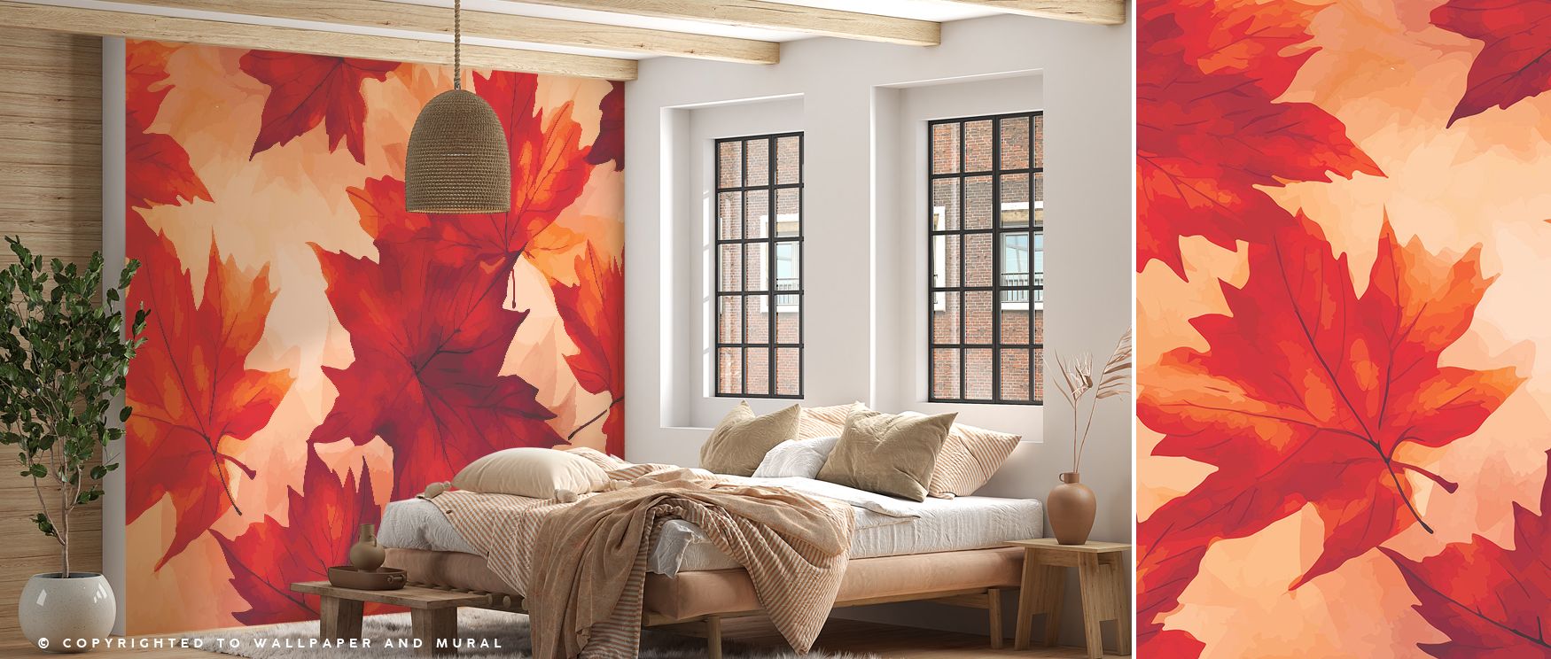Decorative calmness radiates in Oaks by Fall Wallpaper, where natural detailing enriches walls with rhythm, warmth, and refined artistry. 