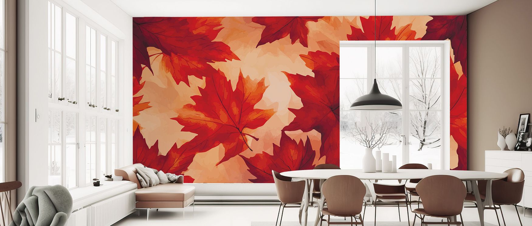 Decorative strength emerges in Oaks by Fall Wallpaper as autumn tones highlight natural imagery, offering interiors warmth and quiet decorative charm. 