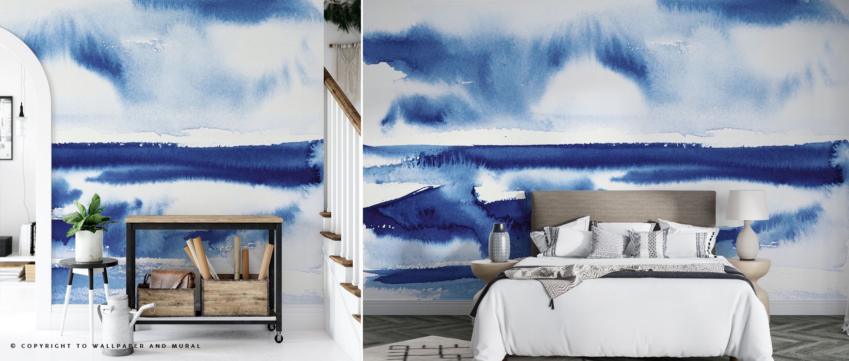 Tonal harmony shapes Ocean Blue Pt.2 Wallpaper, turning walls into calming decorative backdrops enriched with blue gradients and natural artistry. 