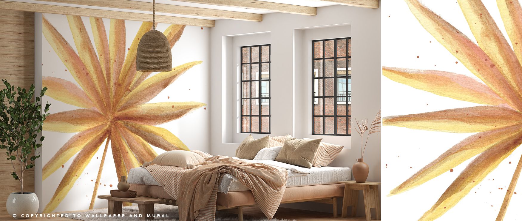 Palm Splashes Wallpaper transforms interiors into tropical escapes, painting walls with lush green forms that feel alive and textured. The leafy arrangement inspires vitality and rhythm, providing a visual statement that uplifts living spaces or bedrooms 