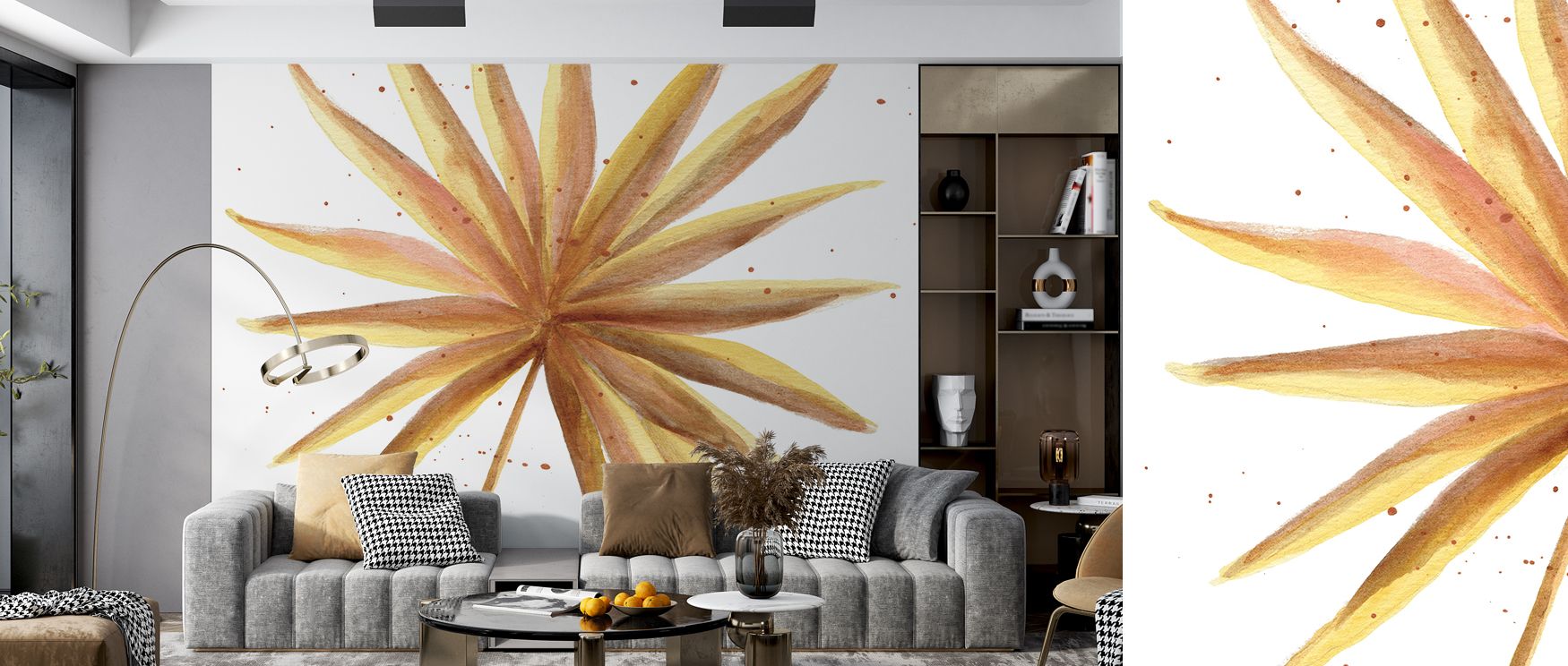 Decorative palm patterns in Palm Splashes Wallpaper bring tropical flair indoors, filling walls with leafy beauty. Each detail conveys lush vibrance, creating interiors that feel alive with greenery, offering living rooms or bedrooms both calm and inspira
