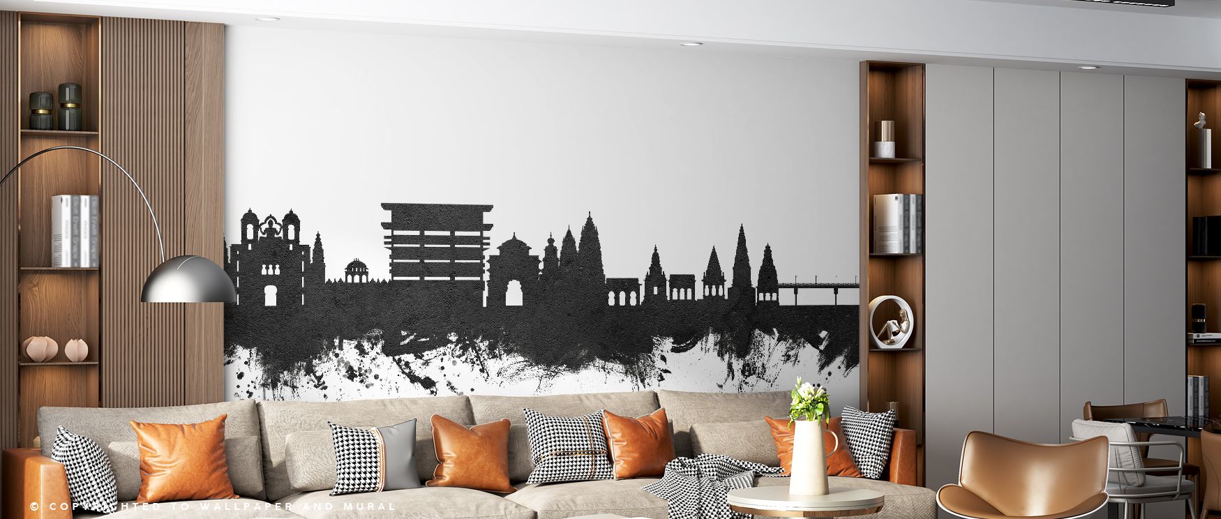 The skyline of Pandharpur appears in bold clarity through Pandharpur India Skyline Black & White Wallpaper, its composition balancing elegance and strength. Interiors become enriched with cultural charm, making bedrooms or living areas radiate metropolita