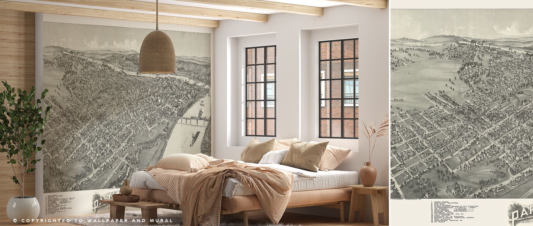 The historical charm of Parkersburg 1899 Wallpaper defines interiors with elegance, its detailed composition turning walls into windows of the past. This wallpaper inspires sophistication and cultural depth, perfect for offices or living rooms. 