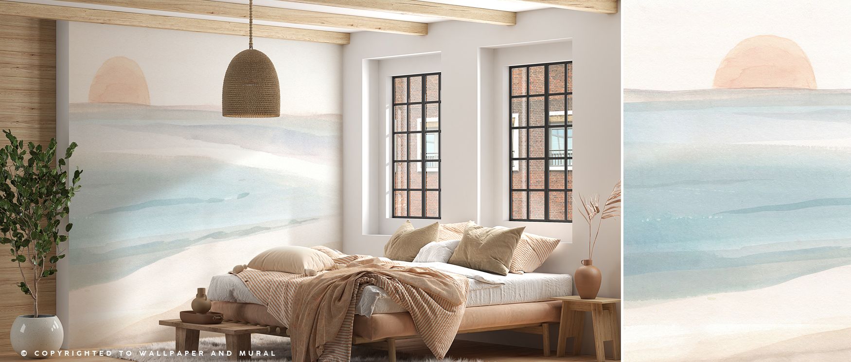 Ocean-inspired calm resonates in Pastel Seas Wallpaper, where soft gradients create a sense of horizon. Interiors gain peaceful elegance, transforming bedrooms or bathrooms into serene escapes filled with balance. 