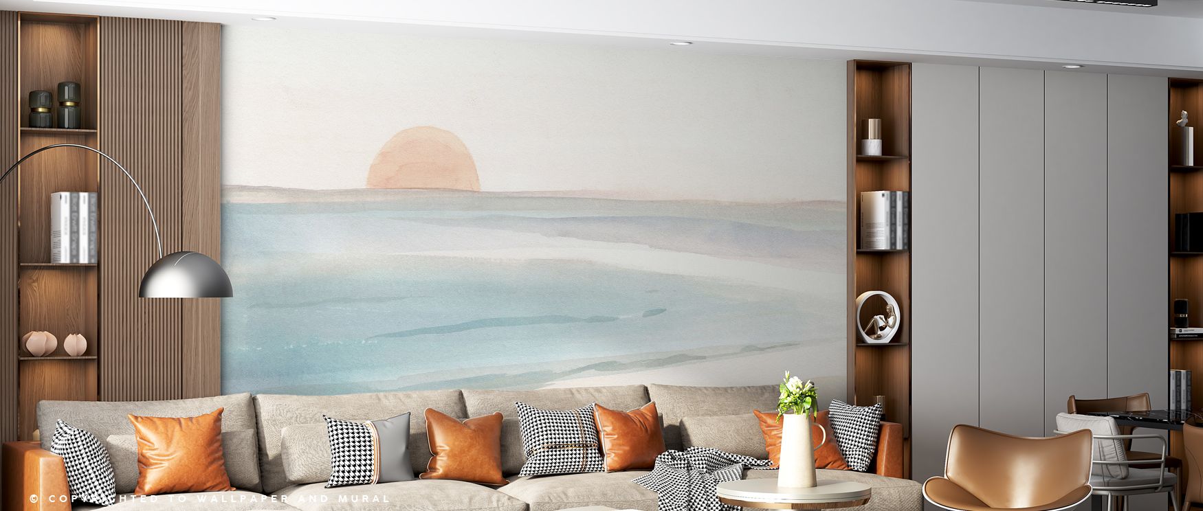 Pastel Seas Wallpaper carries ocean tones into interiors, blending delicate colors with flowing design. Its atmosphere inspires rest, filling bedrooms or living spaces with calming decorative charm. 