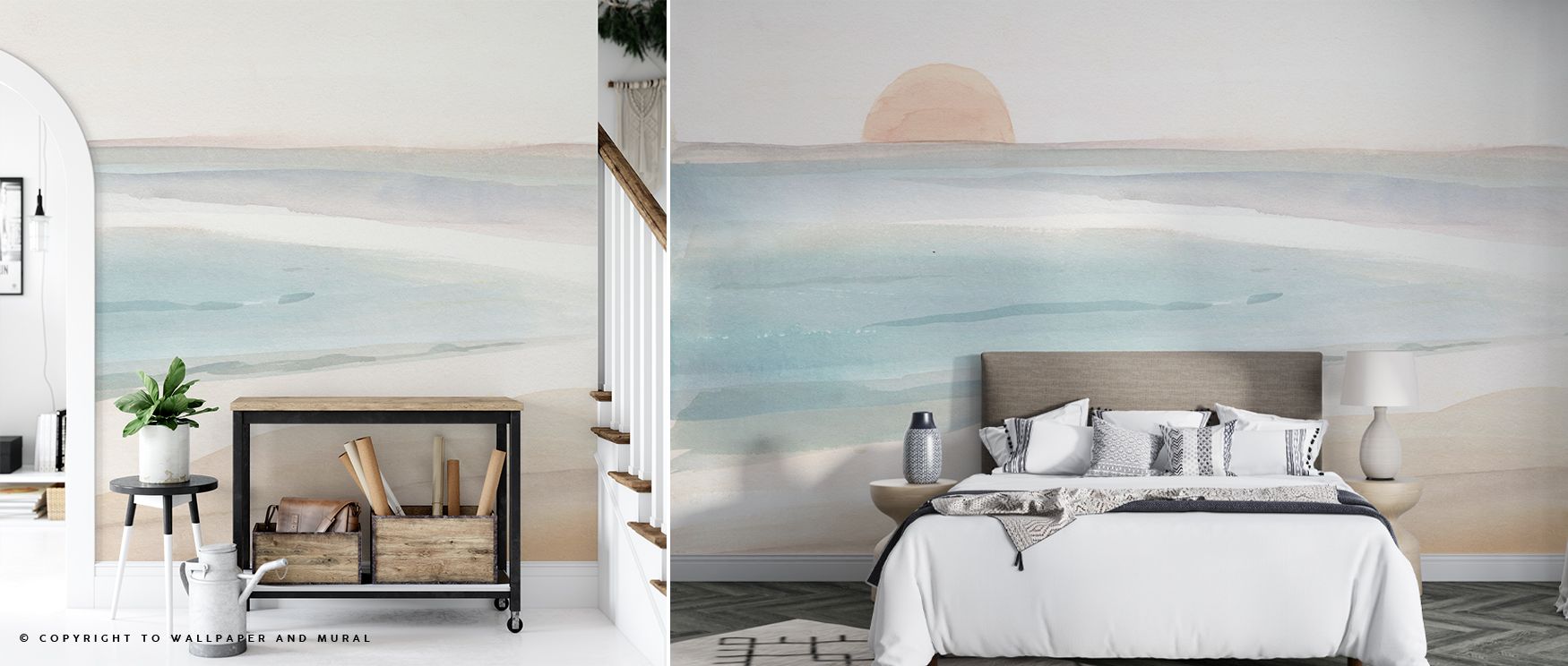 Coastal inspiration defines Pastel Seas Wallpaper, where pastels capture water’s tranquil presence. Interiors feel refreshed and serene, offering bedrooms or bathrooms decorative depth and peaceful artistry. 