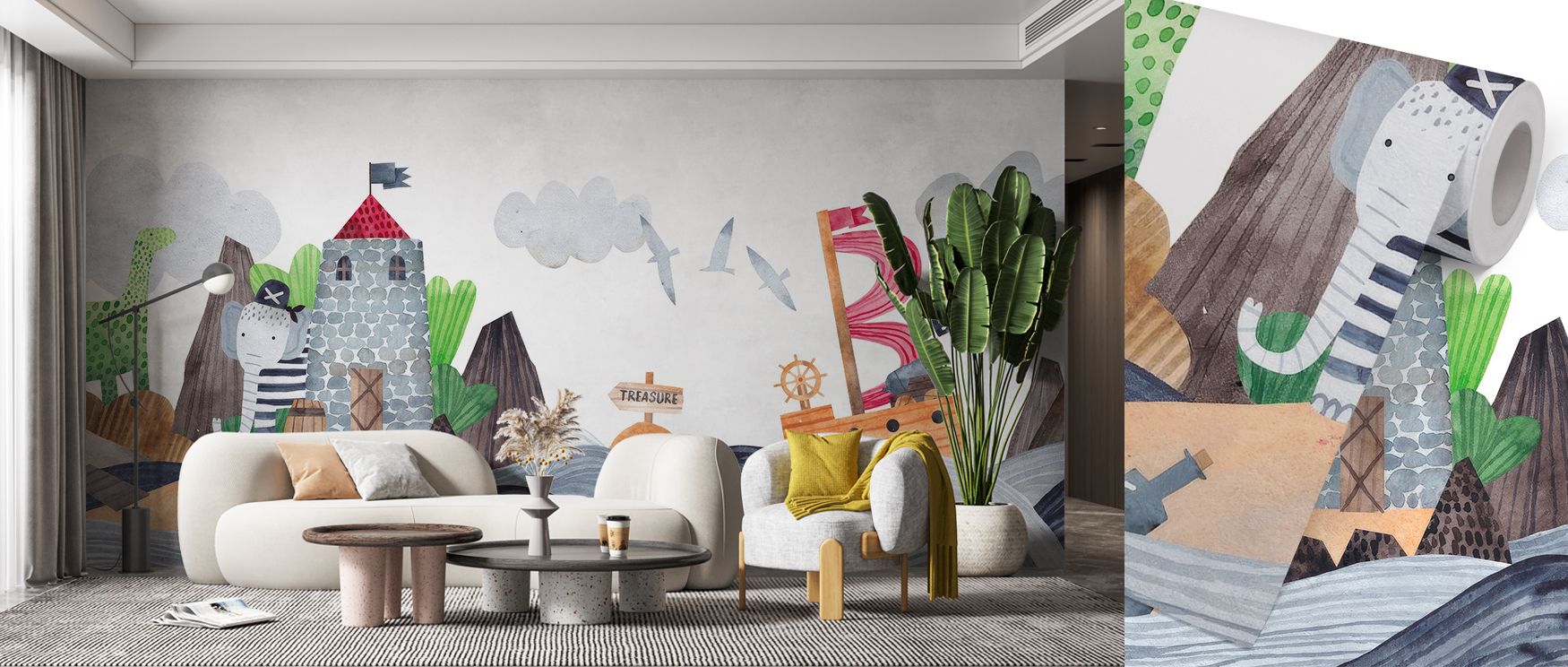 Pirate Island Wallpaper thrives on fantasy rhythm, where detailed islands create charm. Interiors glow with fun and decorative flair, bringing joy into bedrooms or themed living areas. 