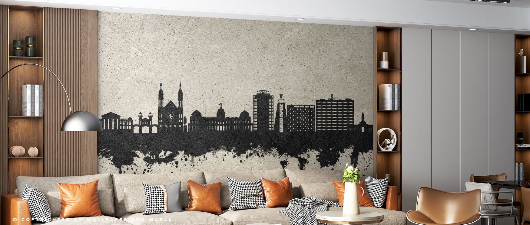 Port-au-Prince Haiti Skyline Concrete Wallpaper reflects urban pride, balancing grit and elegance. Interiors glow with metropolitan mood, making bedrooms or offices dynamic and bold. 