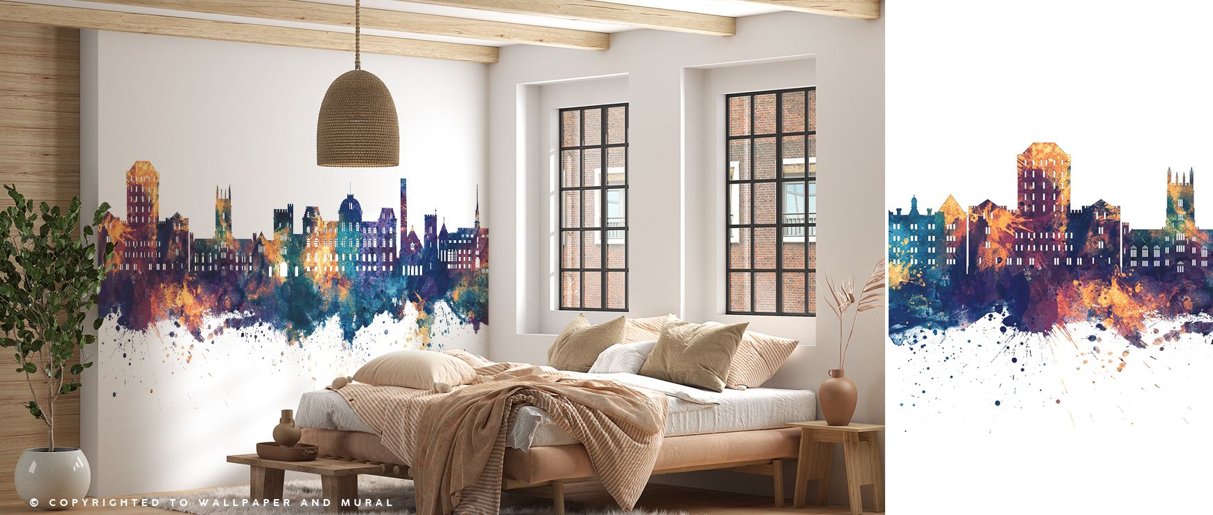 Poughkeepsie New York Skyline Blue & Bronze Wallpaper highlights architectural clarity, presenting bronze and blue hues with strength. Interiors glow with cultural tone, enriching offices or bedrooms. 