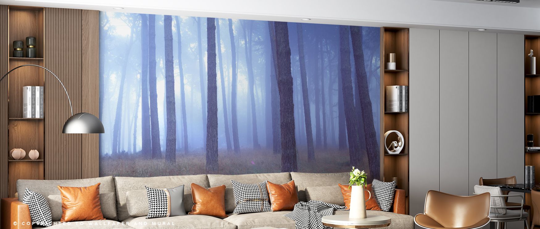 Shaded greenery highlights Presidio Forest Wallpaper, where textures flow in natural cadence. The design balances softness with immersive rhythm, turning interiors into calming environments. Its palette recalls quiet forest mornings, perfect for study spa
