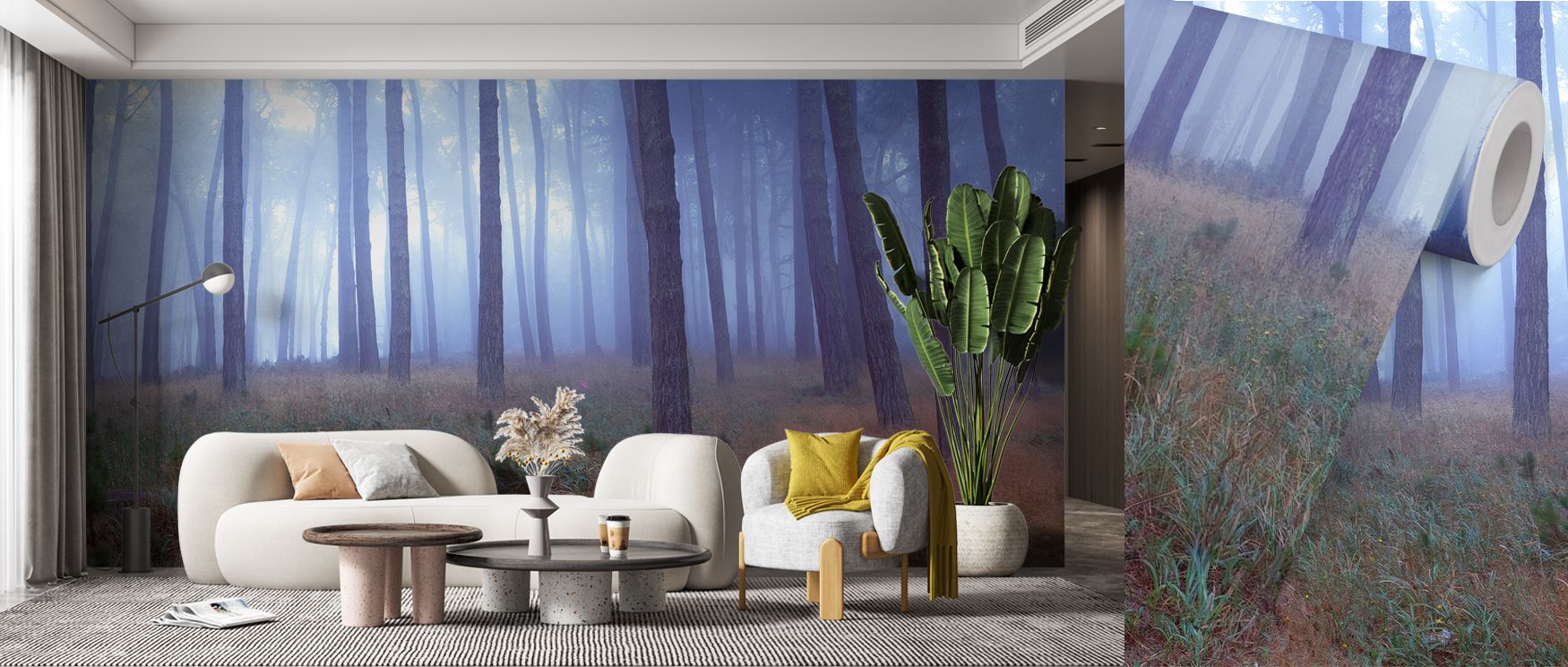 Depth emerges in Presidio Forest Wallpaper as leafy tones shift gently from dark to light. Mist-like variations enrich the surface, offering tranquility. Each detail mirrors forest layers, connecting interiors to nature. Suitable for living rooms or bedro