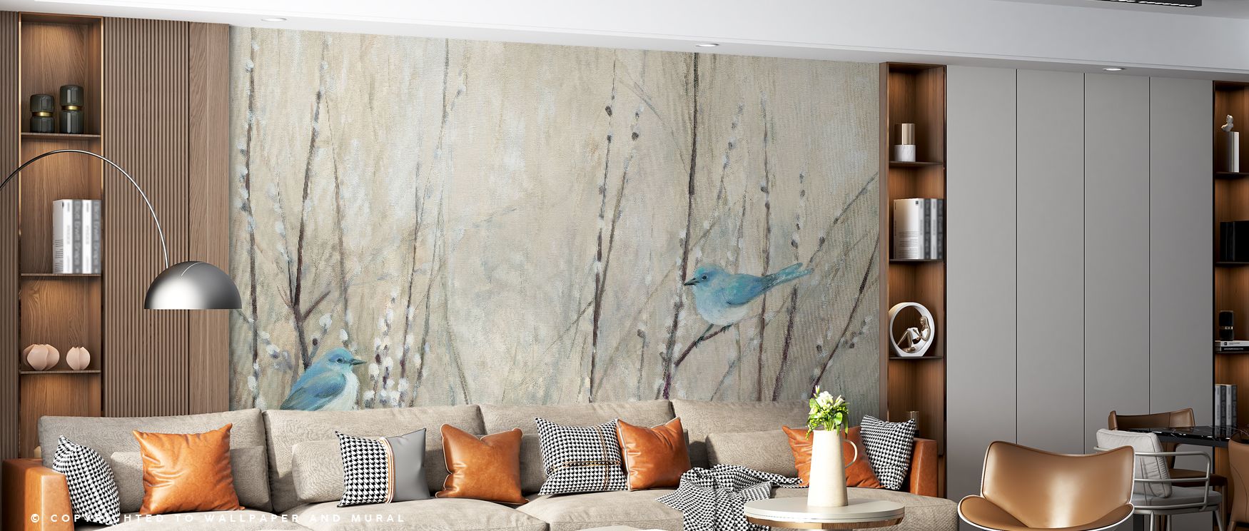 The lightness of Pretty Birds Neutral Wallpaper lies in its flowing avian forms. Each figure enhances the surface with rhythm, offering calm balance. Its timeless palette ensures adaptability, ideal for living rooms or quiet studies needing serenity.