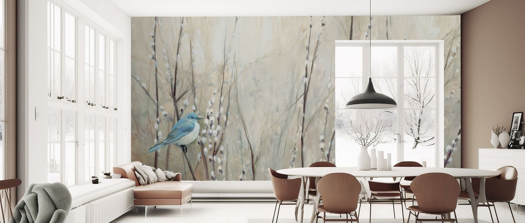 Calm artistry flows through Pretty Birds Neutral Wallpaper, where soft tones host charming motifs. Each bird contributes to balance, shaping interiors with ease. The wallpaper enhances living rooms or bedrooms, filling them with serenity and natural elega