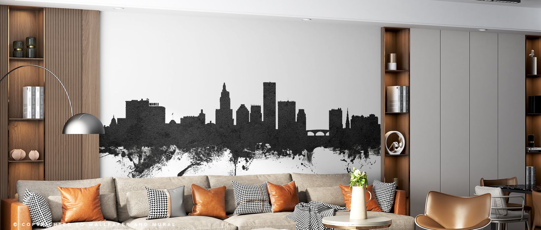 Urban artistry thrives in Providence Rhode Island Skyline Wallpaper, with clean lines shaping timeless skyline views. The design feels versatile, enriching varied interiors. Its monochrome tones radiate calm strength, making walls elegant focal points.
