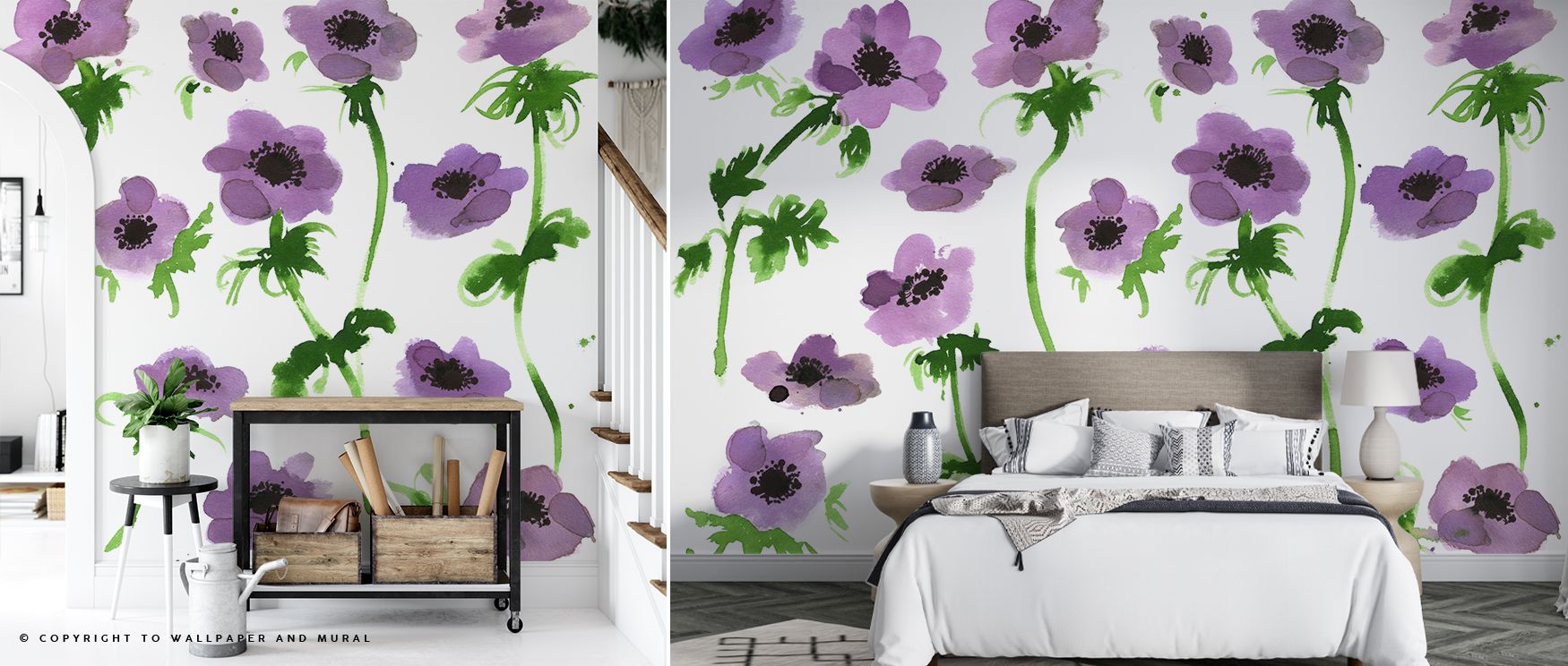 Petals unfold gracefully in Purple Anemones Wallpaper, bringing vibrancy into interiors. The floral composition feels both lively and serene, balancing richness with softness. Its purple hues create a refreshing mood, enhancing walls with charm. Bedrooms 