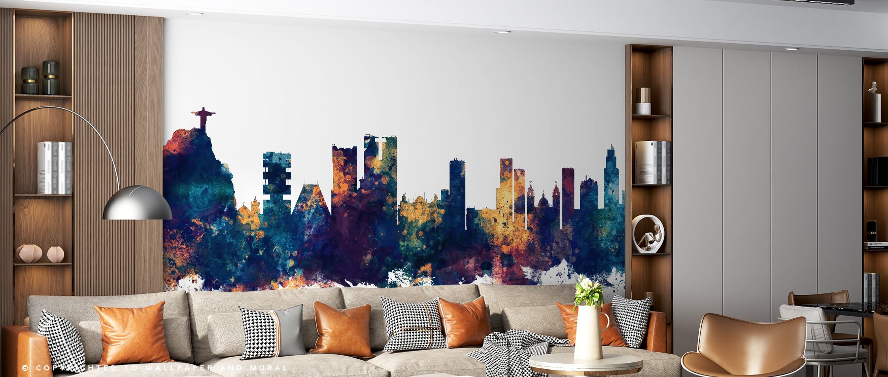 Architectural lines highlight Rio de Janeiro Brazil Skyline Blue & Bronze Wallpaper, where iconic forms rise with presence. The design conveys vibrancy, celebrating the city’s cultural charm. Interiors glow with energy, making offices or bedrooms feel dyn