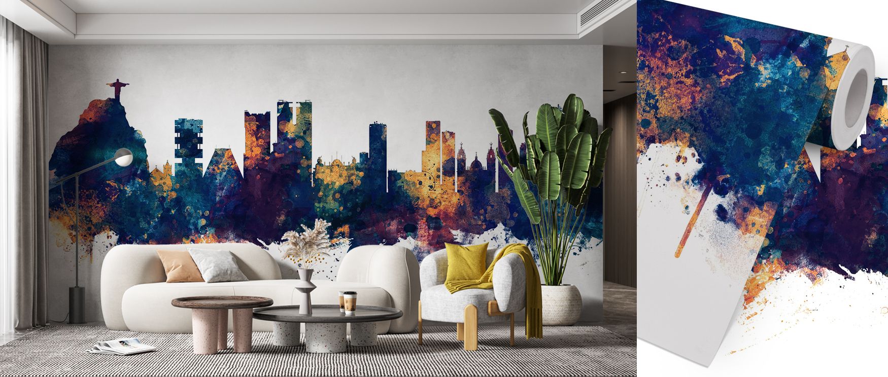 Urban artistry shines in Rio de Janeiro Brazil Skyline Blue & Bronze Wallpaper, where blue hues meet bronze glow. The skyline radiates character, shaping interiors with boldness. Bedrooms or living rooms transform into lively spaces filled with atmosphere