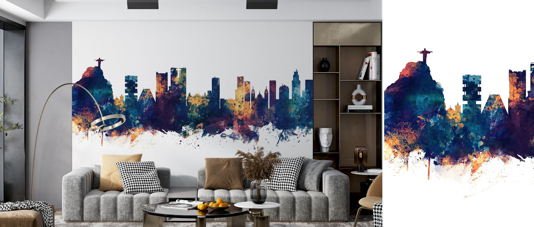 Iconic presence marks Rio de Janeiro Brazil Skyline Blue & Bronze Wallpaper, with structures bathed in rich tones. Each silhouette contributes to vibrancy, turning interiors into modern cityscapes. Perfect for offices or bedrooms, it radiates urban sophis