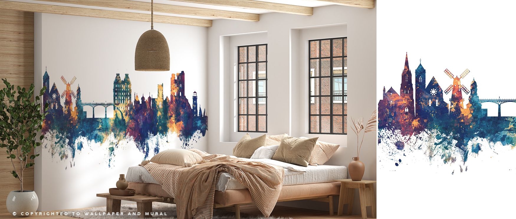 Coastal artistry thrives in Scarborough England Skyline Blue & Bronze Wallpaper, where structures radiate calm strength. The palette enriches interiors, turning walls into elegant landscapes. Offices or studies benefit from its timeless grace.